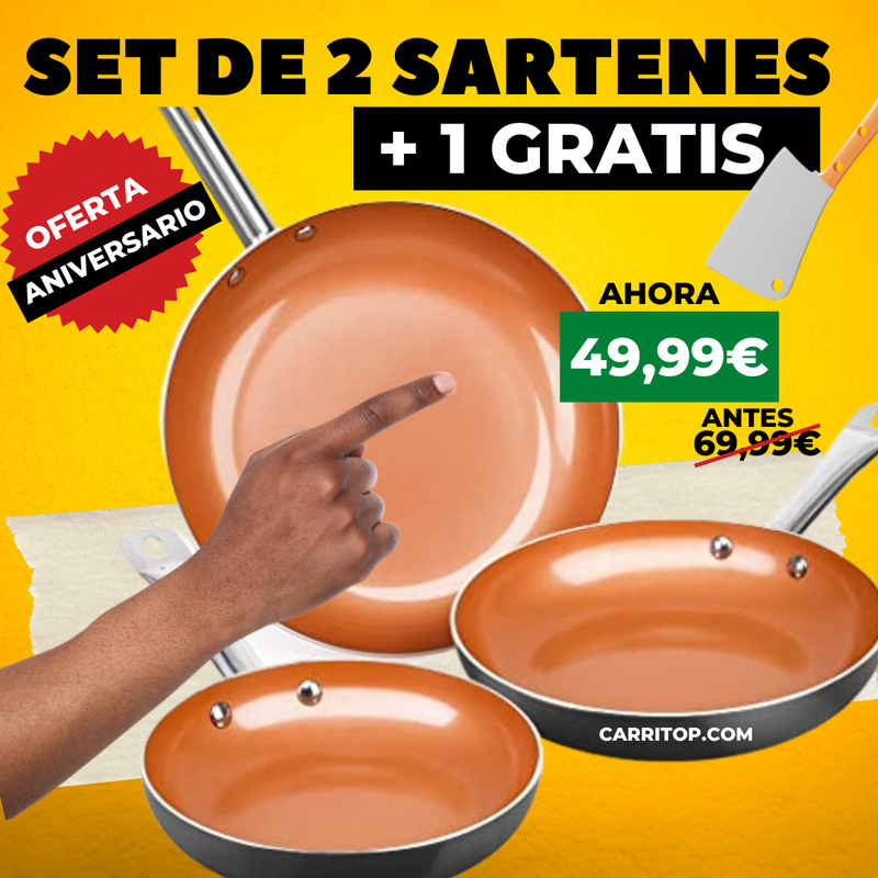 Pack 2 Sartenes Anti-adherente +1 GRATIS!